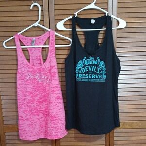 Pink and Black Graphic Tank Tops